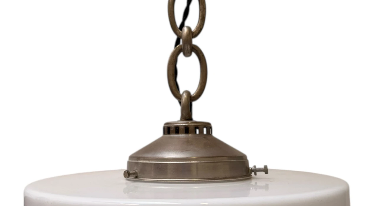 Art Deco Pendant Lamp with Original Milk Glass Shade, 1930s